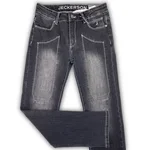Jeans Jeckerson Regular Fit in denim grigio fumo per ragazzo, con cuciture a vista bianche e inserti di design sul davanti. 1