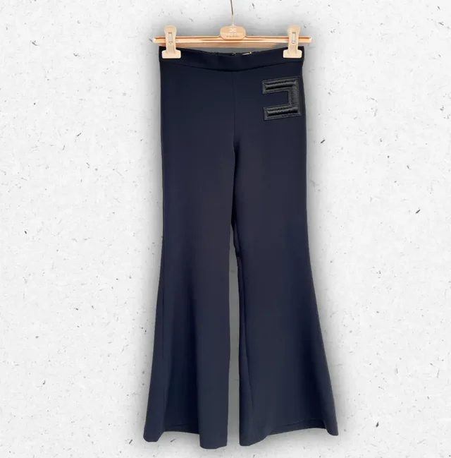 Pantalone Elisabetta Franchi La Mia Bambina Nero con Maxi Logo Trapuntato