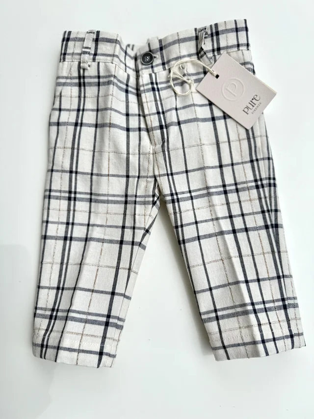 Pantalone in cotone tartan blu Pure per neonato