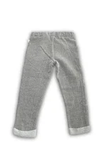 Pantalone in felpa Maperò per bambino, colore grigio, con lavorazione a spina di pesce (Chevron) e risvolto in maglia sul fondo. 1