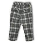 Pantalone Jeckerson per neonato in fresco lana fantasia tartan grigia e verde, con vita elasticizzata e coulisse. 1