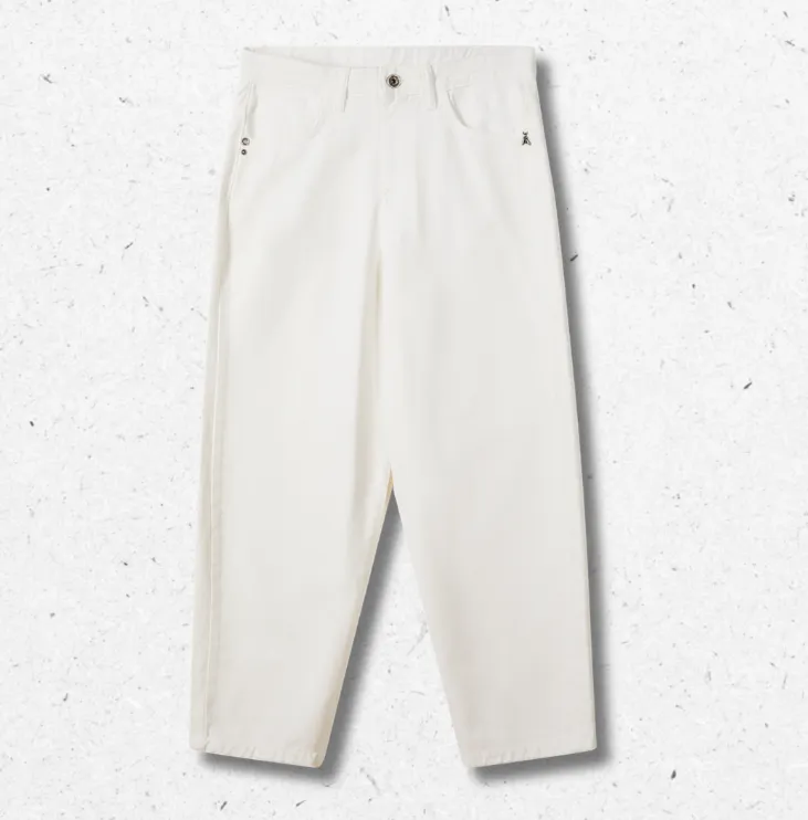 Pantalone Patrizia Pepe da ragazza in denim bianco, collezione Autunno Inverno 2026-2027