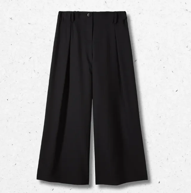 Pantalone Ragazza Patrizia Pepe Nero Gamba Larga in Crepe