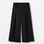 Pantalone Patrizia Pepe da ragazza nero, gamba larga, tessuto in crepe, collezione Autunno Inverno 2026-2027 1