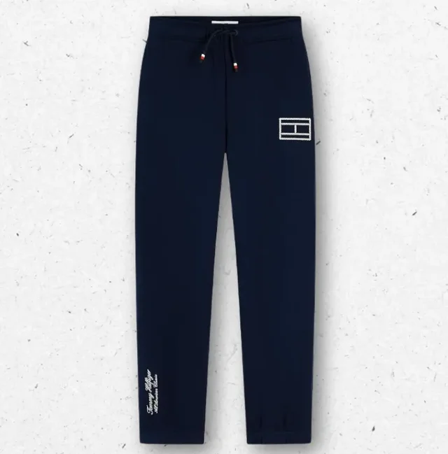 Pantalone Tuta Tommy Hilfiger Blu Navy in Cotone con Logo Monogramma
