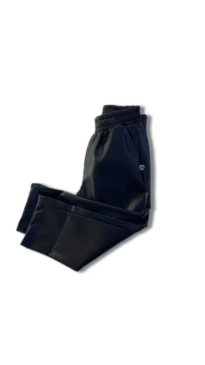 Pantalone Twinset in Ecopelle Nero con Elastico in Vita Bambina