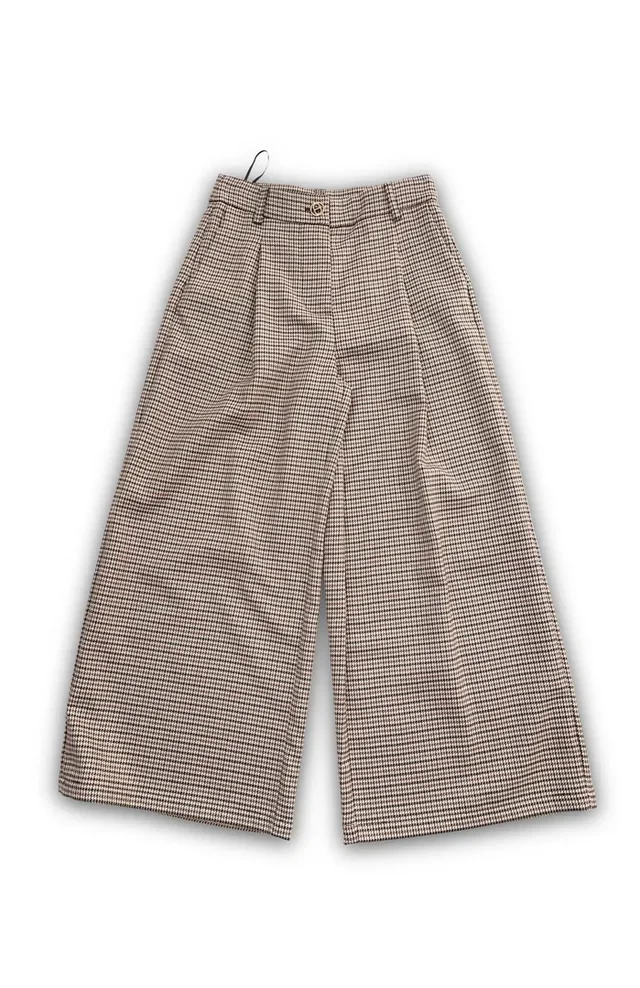 Pantalone Twinset Largo (Culotte/Palazzo) - Fantasia Pied-de-poule per Ragazza