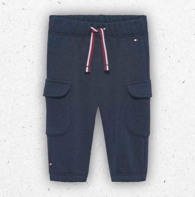 Pantaloni Cargo Neonati Tommy Hilfiger Blu Navy in Tuta con Coulisse