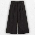 Pantaloni cropped neri da ragazza Twinset Milano in popeline con linea ampia e dettaglio di borchie luminose in dégradé sul fondo. 1