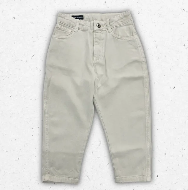 Pantaloni Emporio Armani Bambino Cinque Tasche Beige in Twill di Lyocell