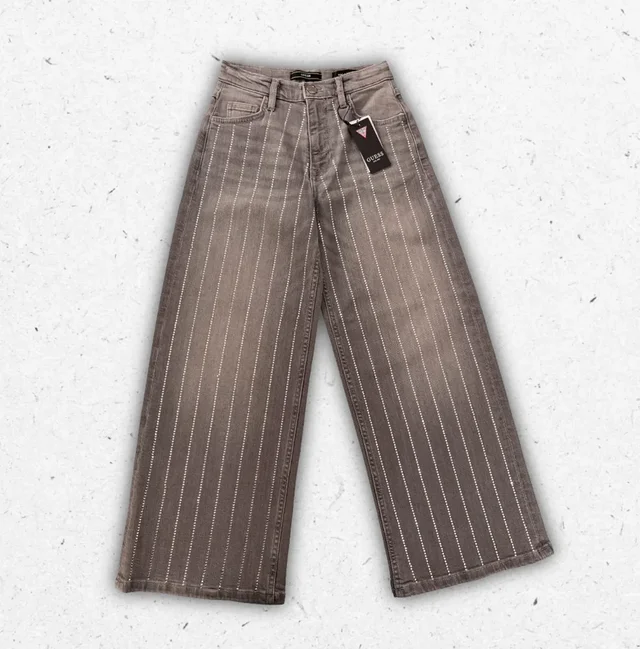 Pantaloni Guess Ragazza in Cotone Stretch con Dettaglio Logo