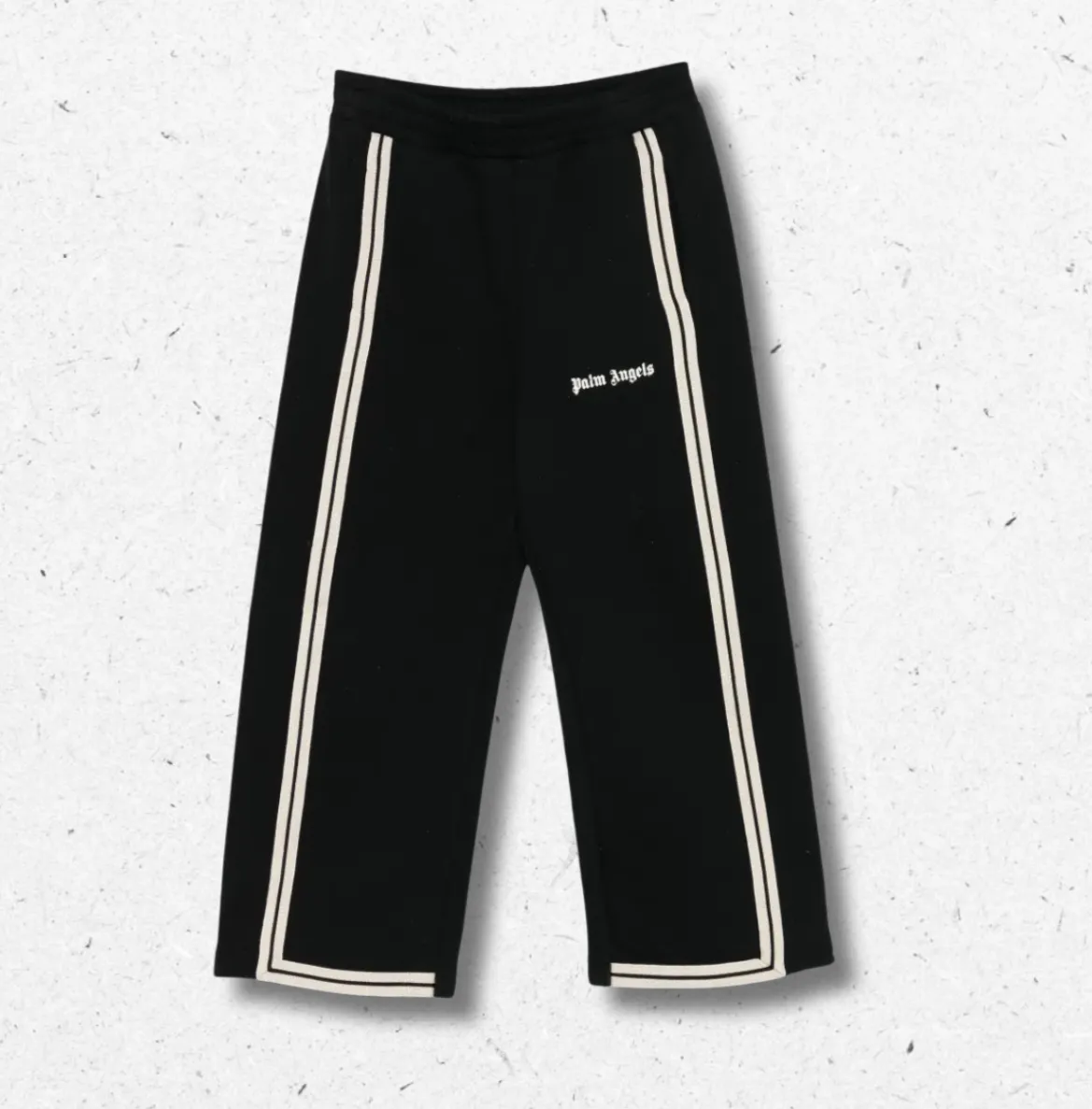 Pantaloni Palm Angels da bambino neri con riga laterale beige e dettaglio logo