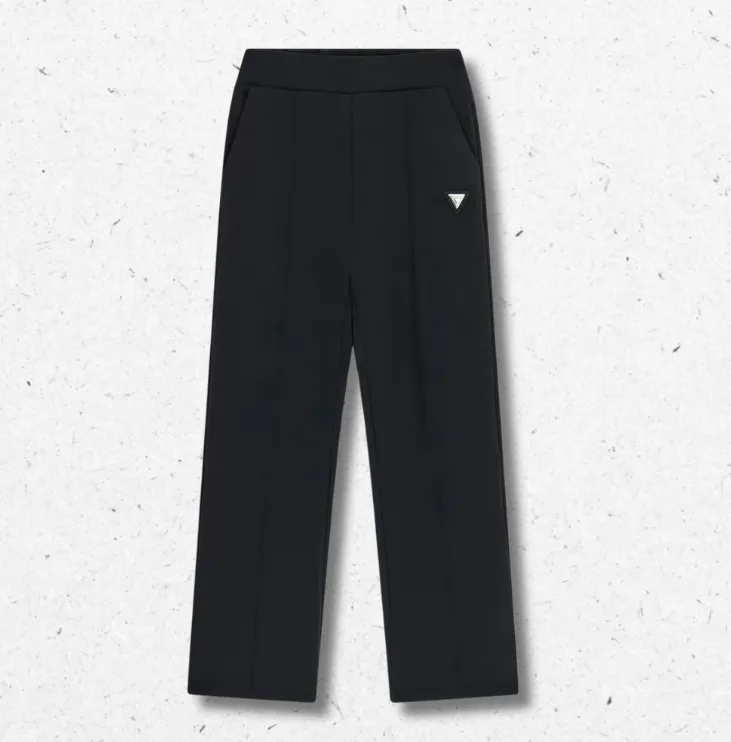 Pantaloni tuta Guess da ragazza neri, vita alta, gamba dritta larga, regular fit