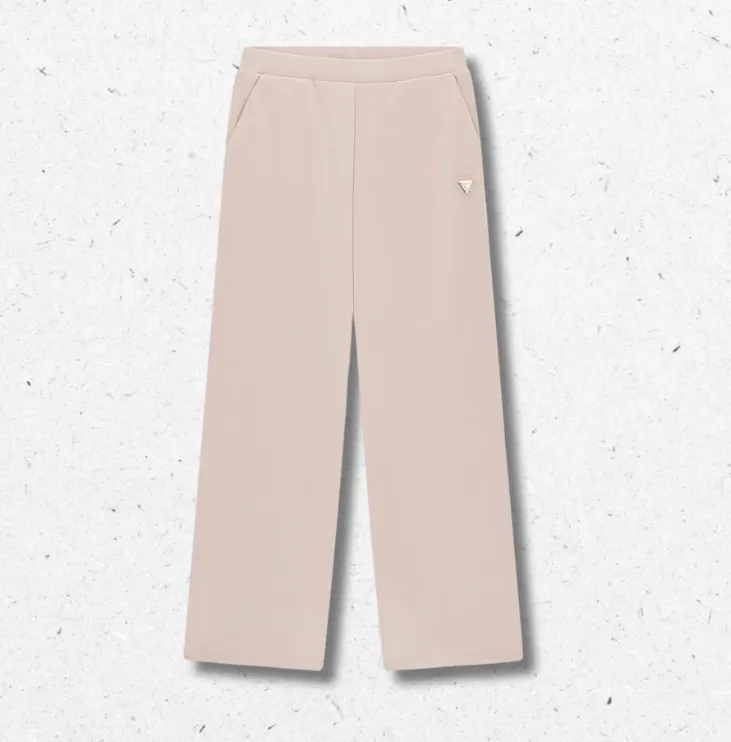 Pantaloni tuta Guess da ragazza rosa, vita regolare, gamba dritta larga, regular fit