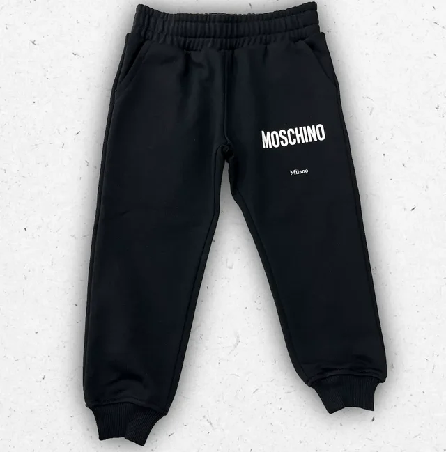 Pantaloni Tuta Moschino Bambino Ragazzo Neri in Felpa con Logo