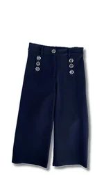 Pantaloni bambina Twinset in velluto nero con bottoni, 97% cotone. 1