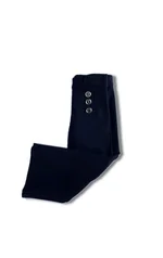 Pantaloni bambina Twinset in velluto nero con bottoni, 97% cotone. 1