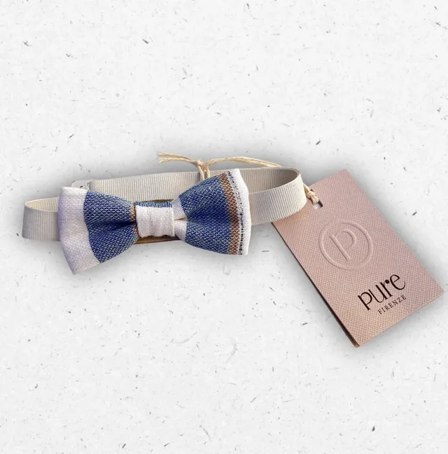 Papillon Neonato Pure Firenze a Righe Bianche e Azzurre da Cerimonia