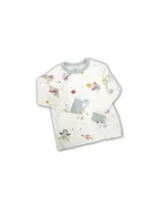 Pigiama Petit Bateau per bambino, completo in due pezzi bianco con stampa all-over a tema spazio: astronauti, razzi e stelle. 1
