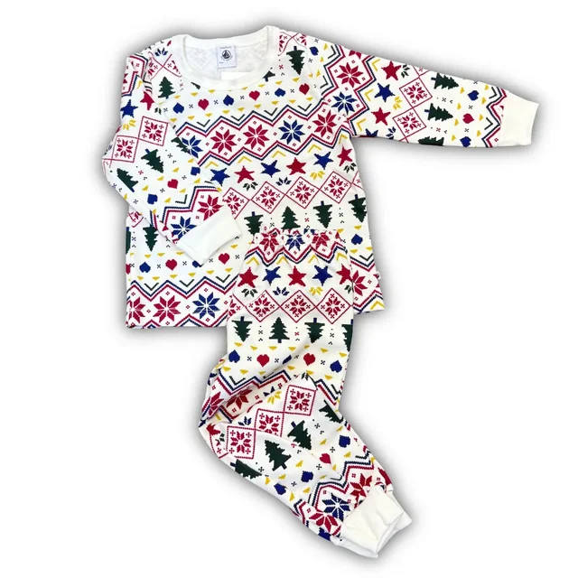 Pigiama Due Pezzi Petit Bateau per Neonato - Fantasia Natalizia Fair Isle