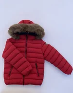 Rosso Piumino in nylon Colmar Originals per bambino, con cappuccio e pelliccia sintetica removibile. 1