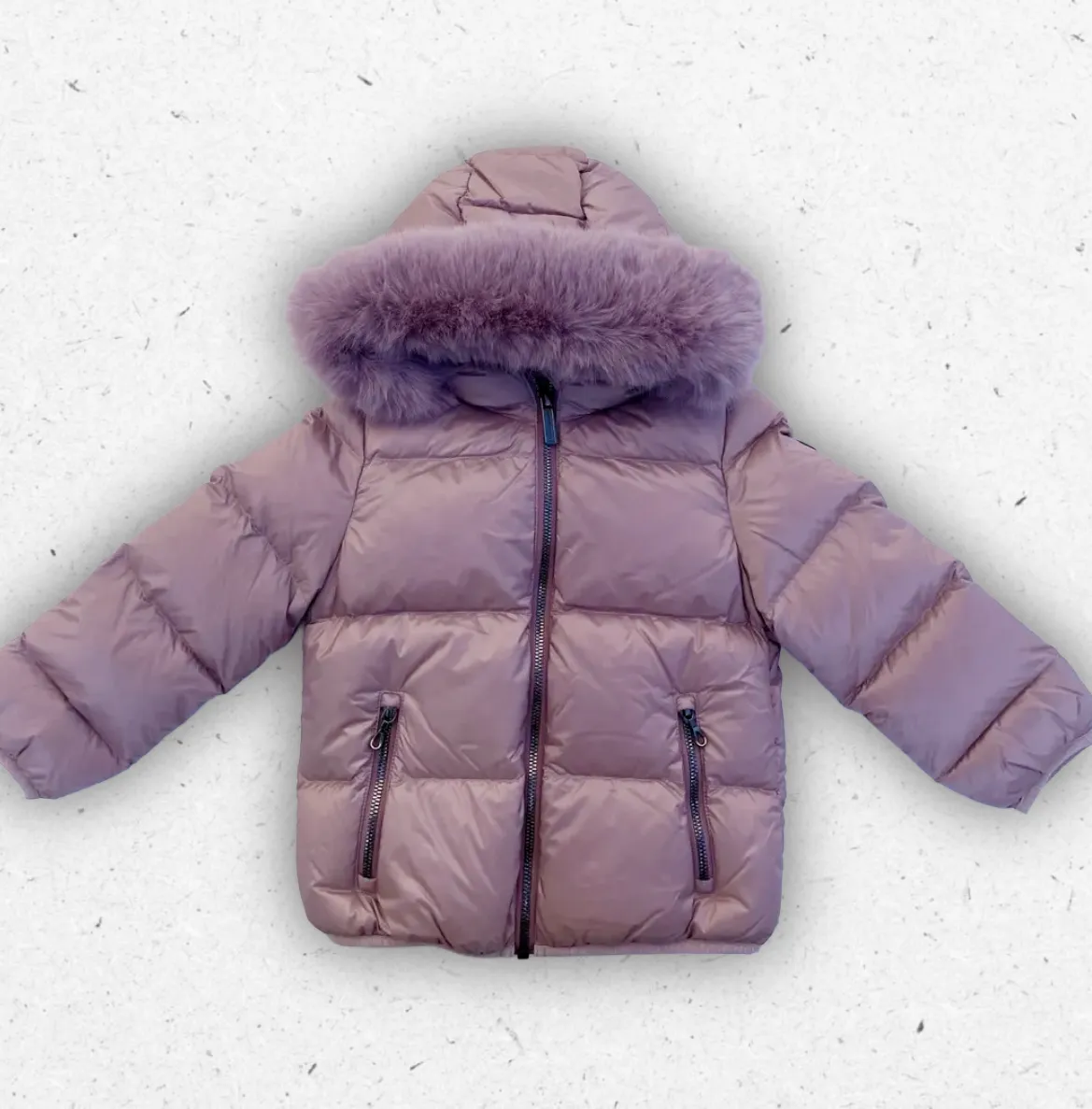 Piumino Colmar Originals lilla per neonata con cappuccio, pelliccia removibile e logo gommato.
