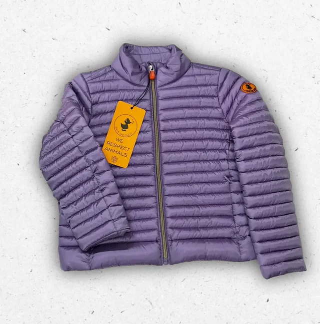 Piumino Save The Duck Ragazza 100 Grammi Collo Alto Viola e Nero