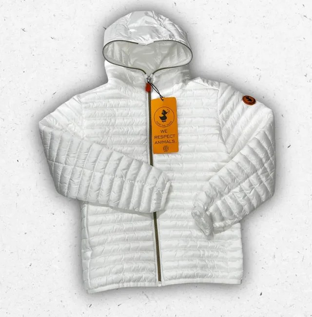 Piumino Save The Duck Ragazza con Cappuccio Animal-Free Lilla e Bianco 100 gr