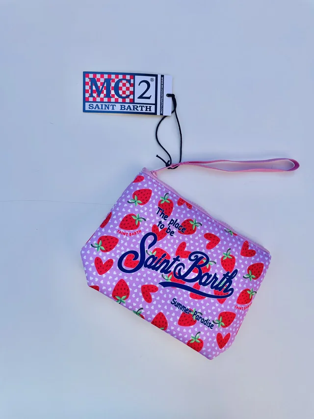 Pochette Aline con fantasia fragole cuori MC2 Saint Barth