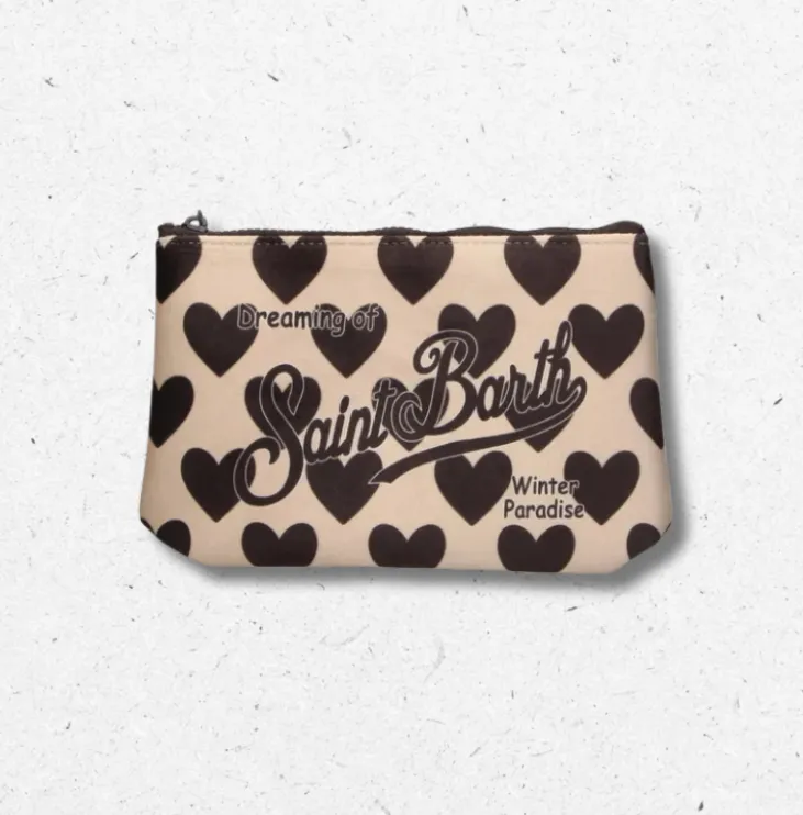 Pochette Aline MC2 Saint Barth panna stampa cuori