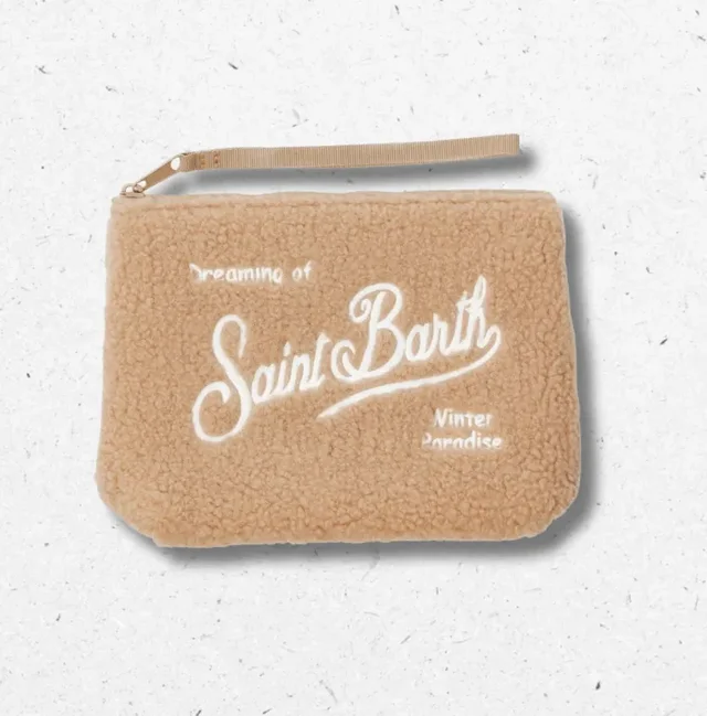 Pochette Aline MC2 Saint Barth Teddy in Morbido Tessuto Beige o Latte