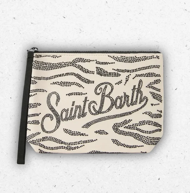 Pochette Donna MC2 Saint Barth Aline in Scuba Fantasia Zebrata con Strass