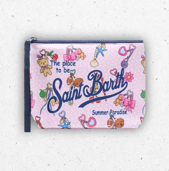 Pochette Donna MC2 Saint Barth Aline Rosa in Scuba con Stampa Charms Party