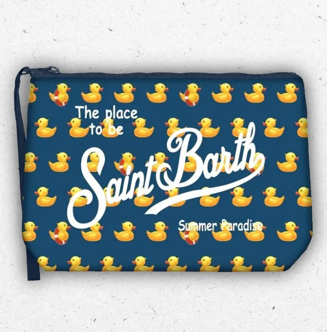 Pochette Mare MC2 Saint Barth Aline Ducky 61 Blu con Fantasia Paperelle