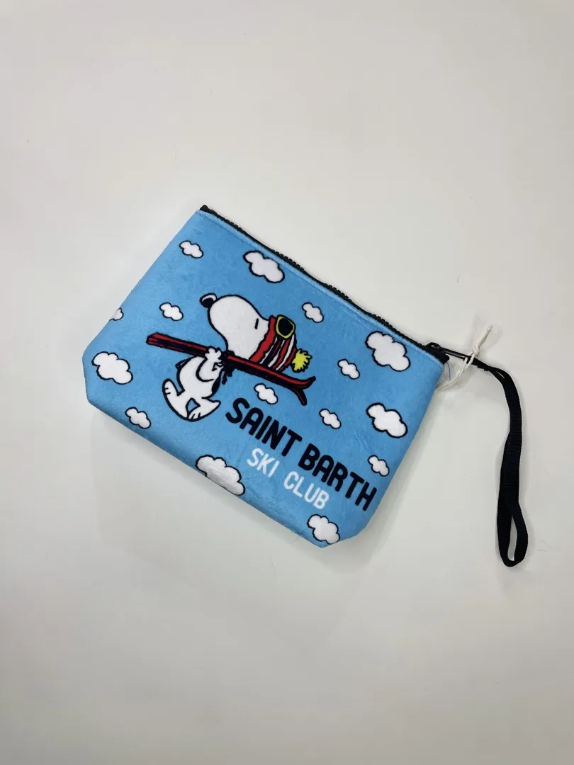Pochette Mc2 Saint Barth Aline Special Edition Snoopy, di colore celeste con stampa all-over.