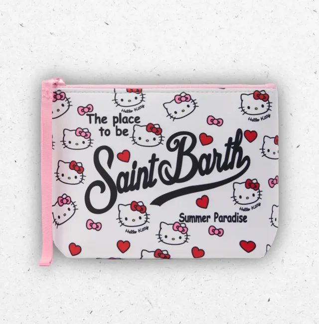 Pochette MC2 Saint Barth Aline Hello Kitty in Tessuto Scuba Bianco