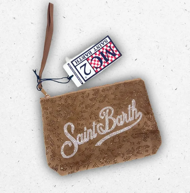 Pochette MC2 Saint Barth ALINE STRASS Leopardata con Strass