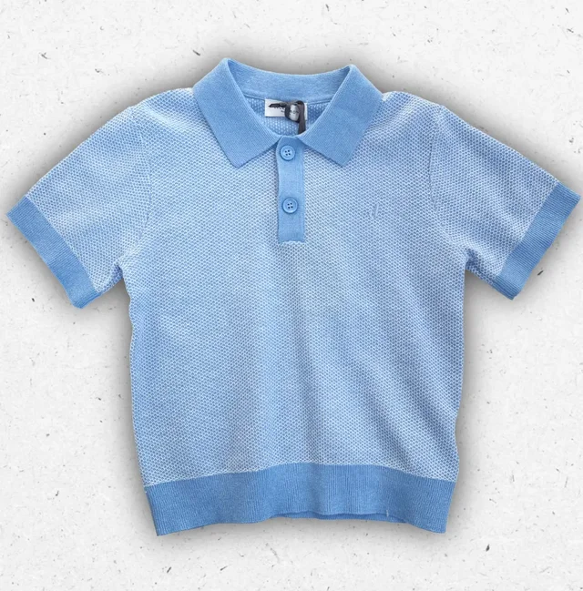 Polo Bambino Jeckerson Celeste in Maglia Micro-Nido d'Ape