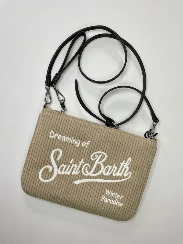 Pouch a Tracolla Saint Barth Parisienne - Velluto a Coste Beige