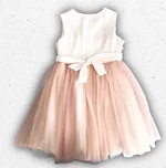 Abito scamiciato in tulle con volant per bambina e ragazza Alice Pi., nei colori avorio e rosa cipria, ideale per cerimonie e damigelle. 1