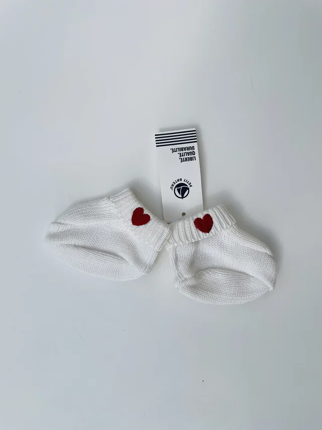 Scarpina bianca cuore Petit Bateau per neonato