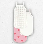 Set di tre body da neonata Petit Bateau senza maniche in cotone a costine con stampa a cuori e dettagli picot. 1