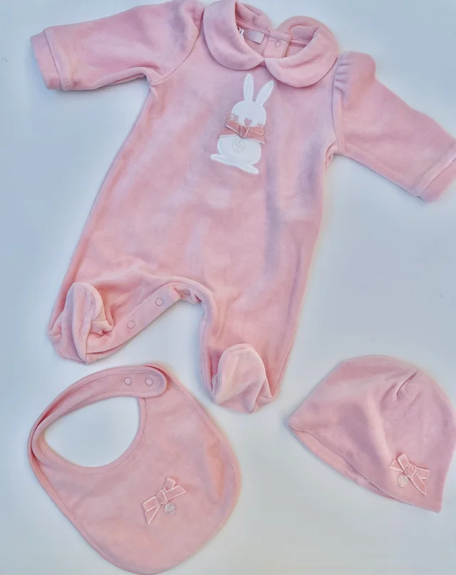 Set corredino nascita Liu Jo tutina bavaglino e cappello rosa