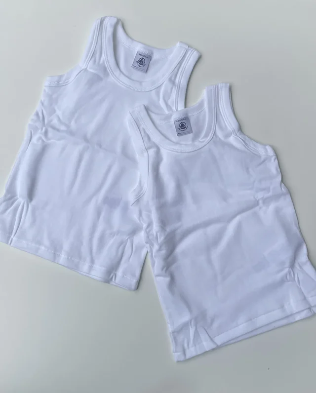 Set due canotte in cotone Petit Bateau per bambina bianche