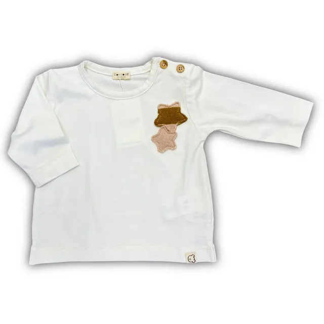 T-shirt a Manica Lunga Coccodè per Neonata - Tessuto Morbido con Applicazione