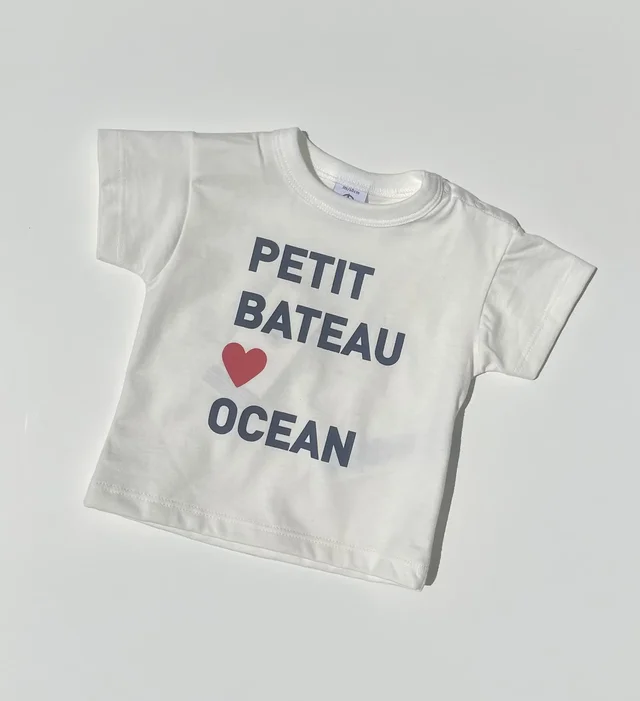 T-shirt a maniche corte bianca Petit Bateau per neonato con stampa