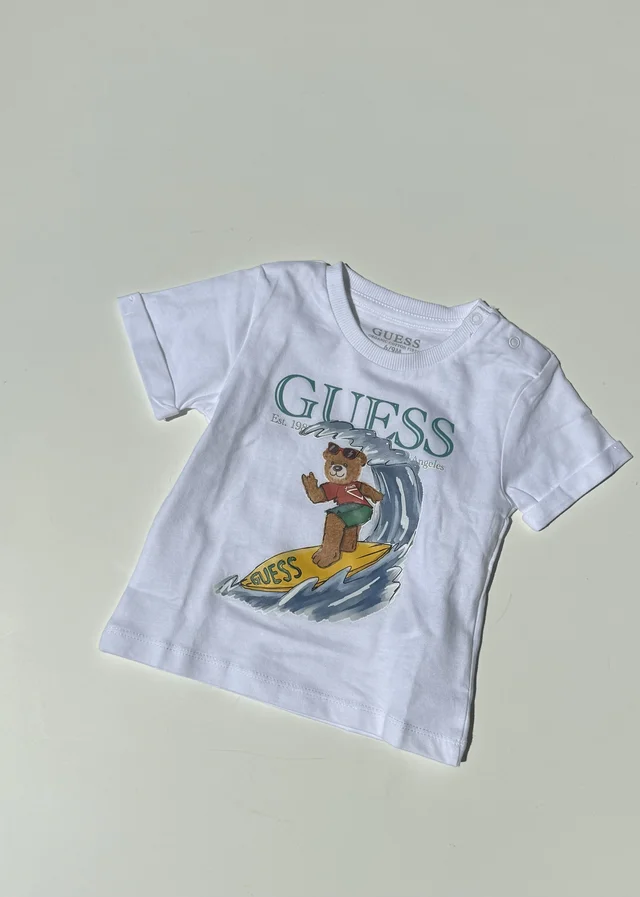 T-shirt a maniche corte Guess per neonato in tre colori con stampe