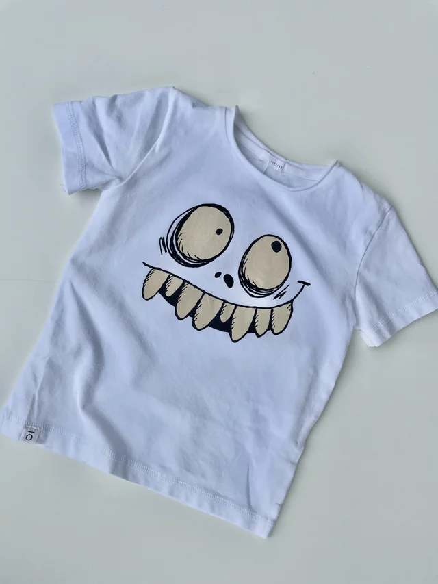 T-shirt a maniche corte in jersey per bambino Maperò bianca con stampa