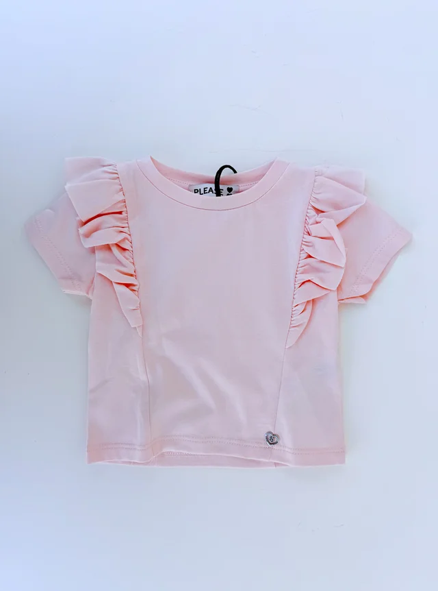 T-shirt a maniche corte rosa Please per neonata