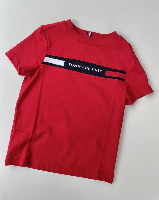 T-shirt a maniche corte rossa Tommy Hilfiger per bambino